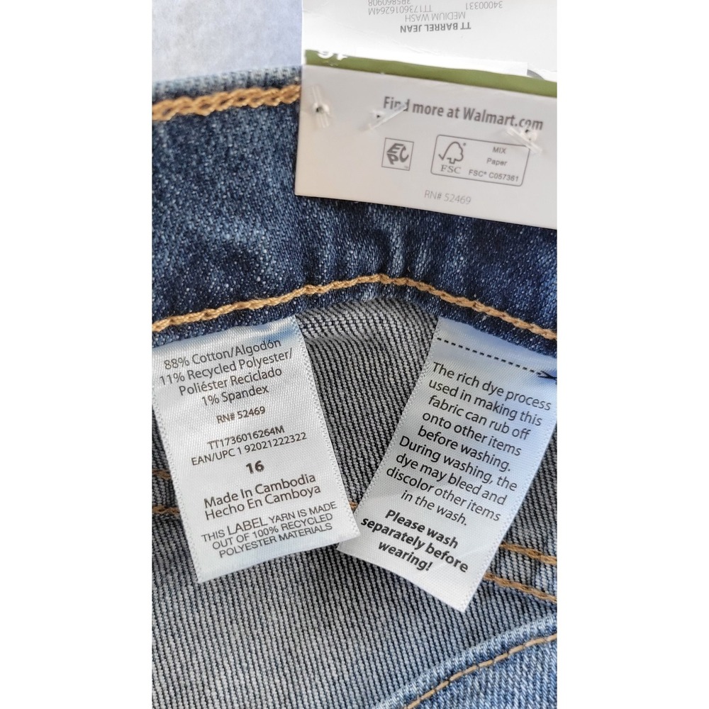Time and Tru Women's Blue Jeans, Size 16, High Rise, Straight Stretch - Picture 11 of 15